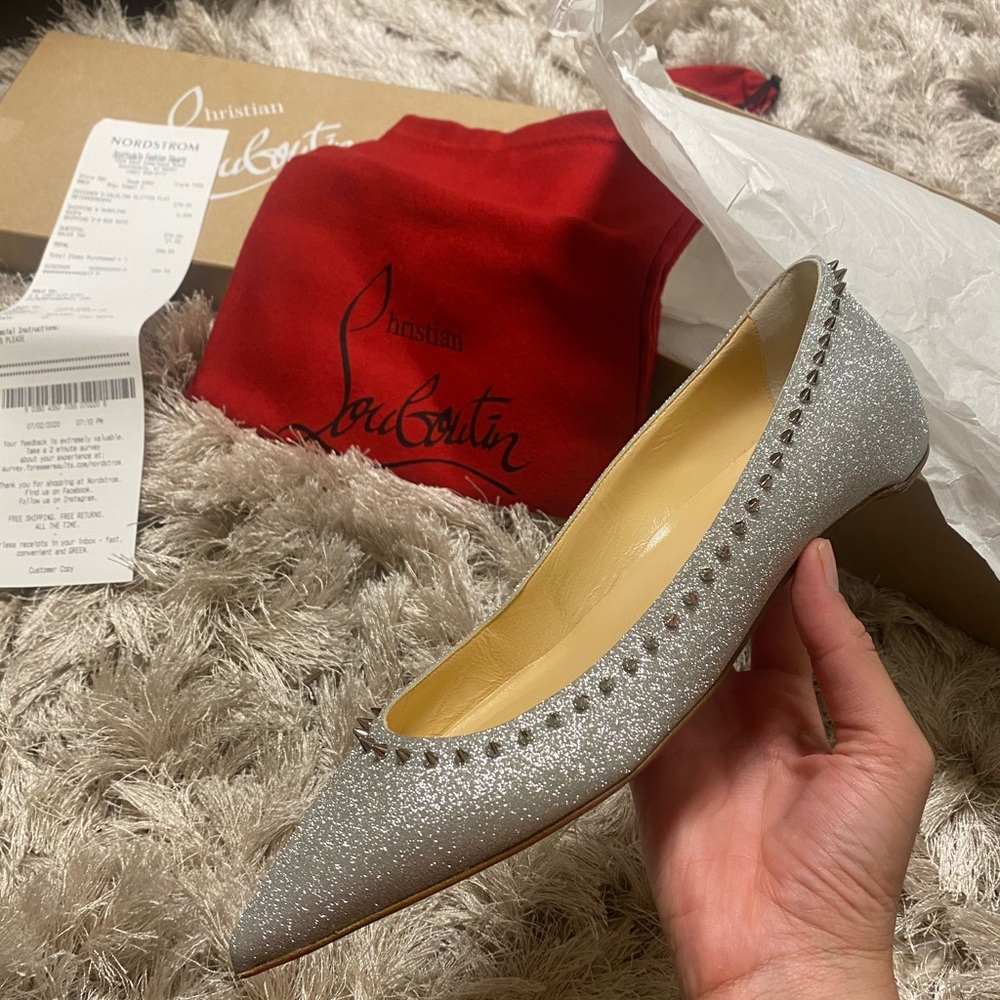 Christian louboutin Angelina flats glitter/spikes